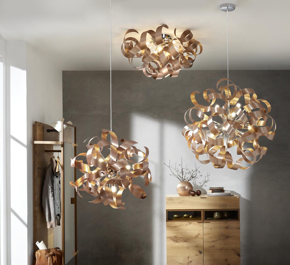 LAMPA WISZĄCA CURLY - kolor miedziany, Design, metal (60/180cm) - Ambiente