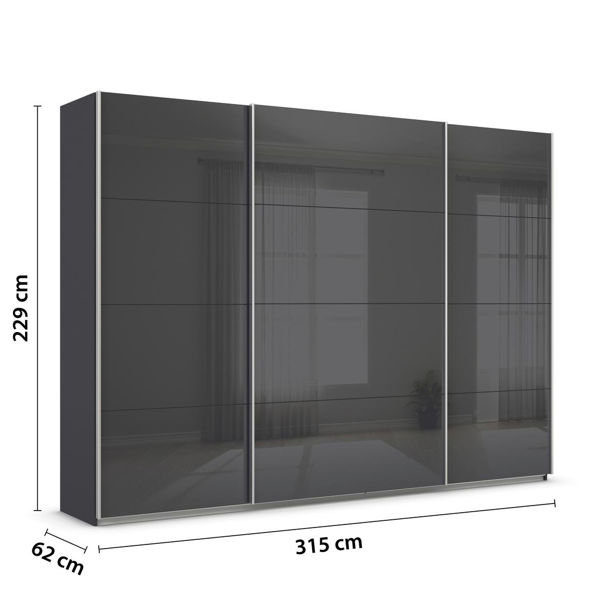 DULAP USI CULISANTE FELDKIRCH - antracit/antracit lucios intens, Modern, sticlă/material pe bază de lemn (315/229/62cm)