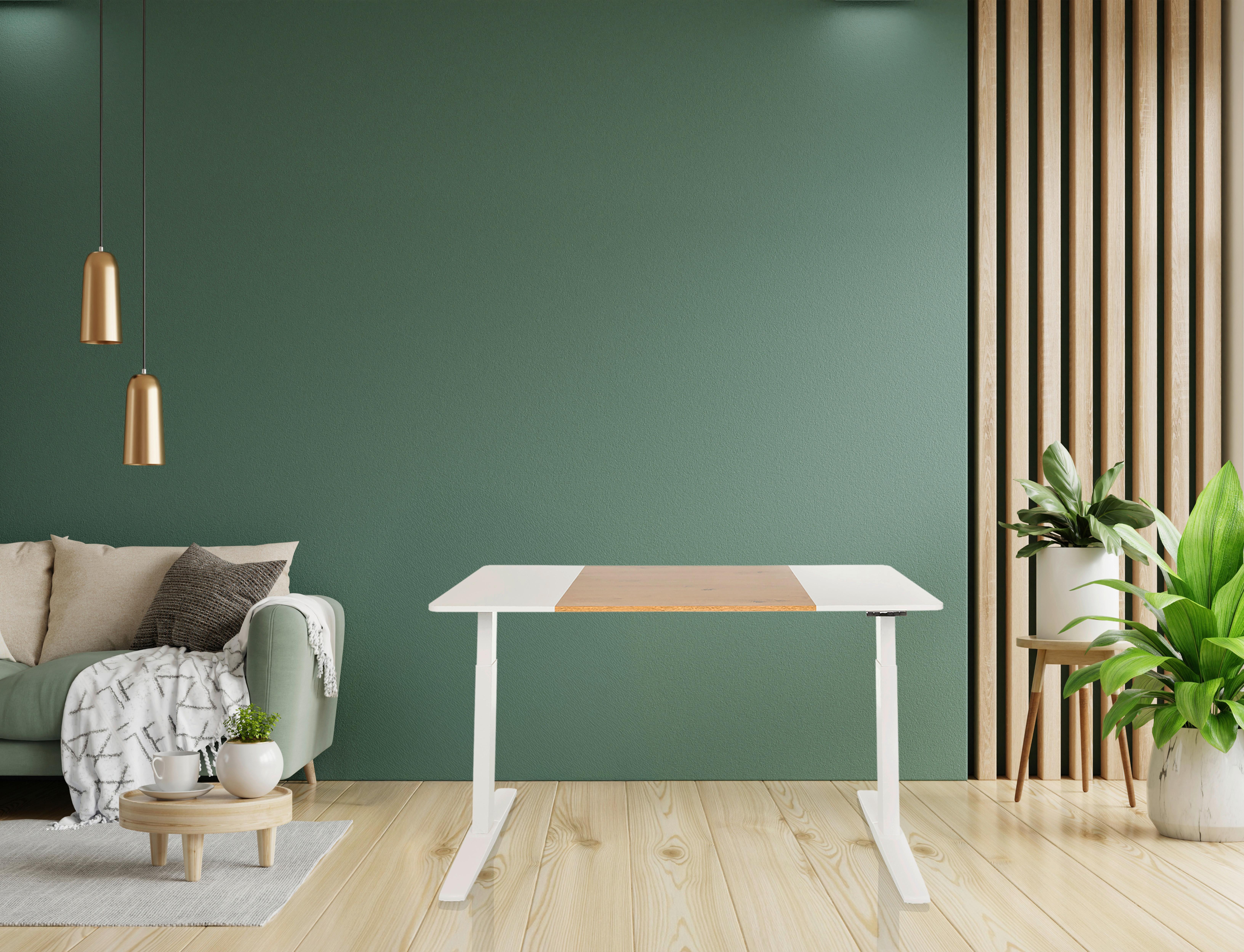 Pisalna Miza Stand T3, Bela, Hrast - barve hrasta/bela, Moderno, kovina/leseni material (140/70/73 - 118cm) - MID.YOU