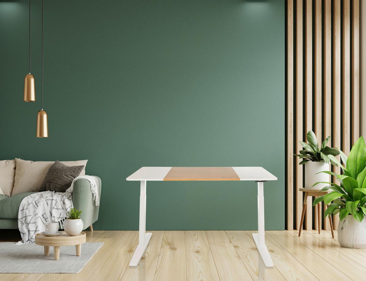 Pisalna Miza Stand T3, Bela, Hrast - barve hrasta/bela, Moderno, kovina/leseni material (140/70/73 - 118cm) - MID.YOU