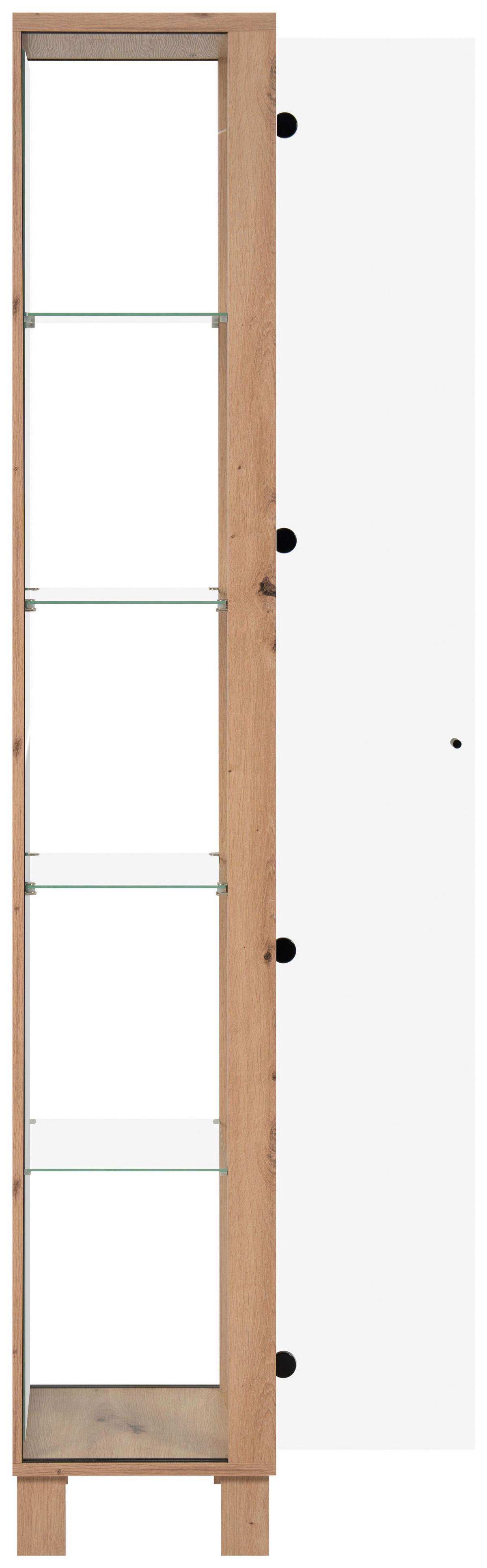 Vitrine Albi Eiche Artisan - Schwarz/Eiche Artisan, Modern, Glas/Holzwerkstoff (33/189/33cm) - Mömax