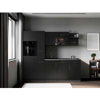 Küchenblock Oliver m. Geräten Schwarz - Schwarz/Grau, Trend, Holzwerkstoff/Metall (235cm) - Respekta