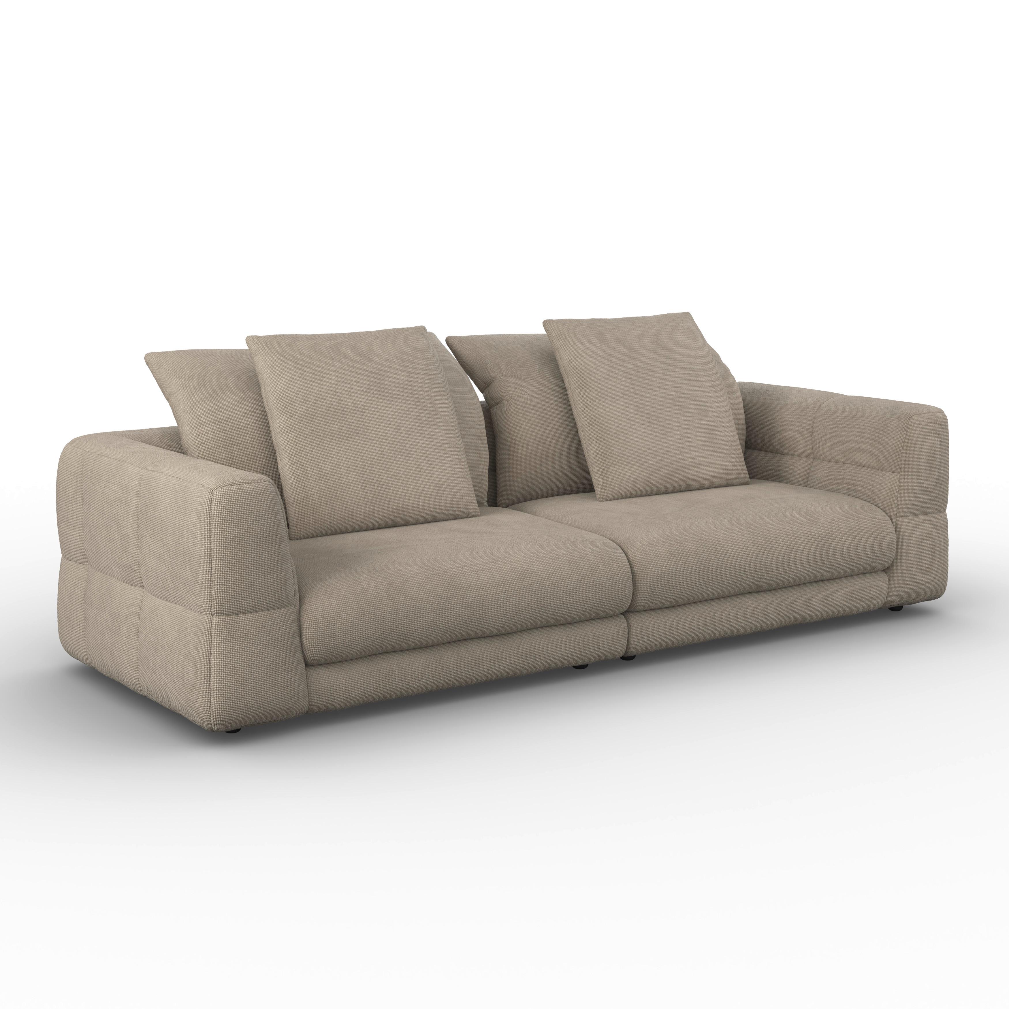 Sofa Lea Chenille Beige - Beige/Schwarz, MODERN, Holz/Textil (284/87/110cm) - Bessagi Home