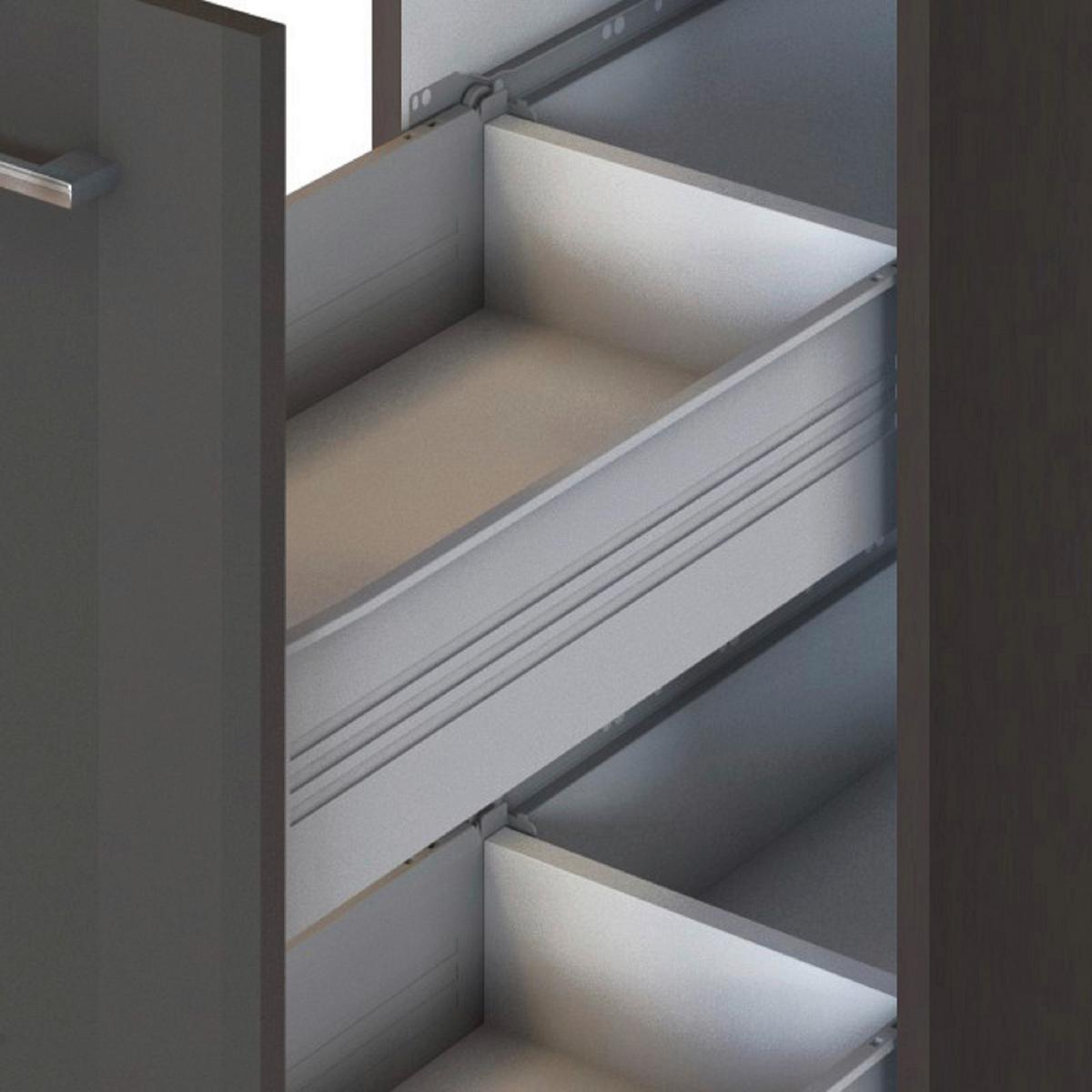 Küchenblock Mailand m. Geräten Graphitfarben - Silberfarben/Graphitfarben, MODERN, Holzwerkstoff/Metall (330cm) - Held