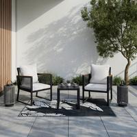 Gartensessel-Set 2-er Set Toni Creme Metall/Textil - Creme/Schwarz, MODERN, Kunststoff/Textil (56/70/76cm) - Bessagi Garden