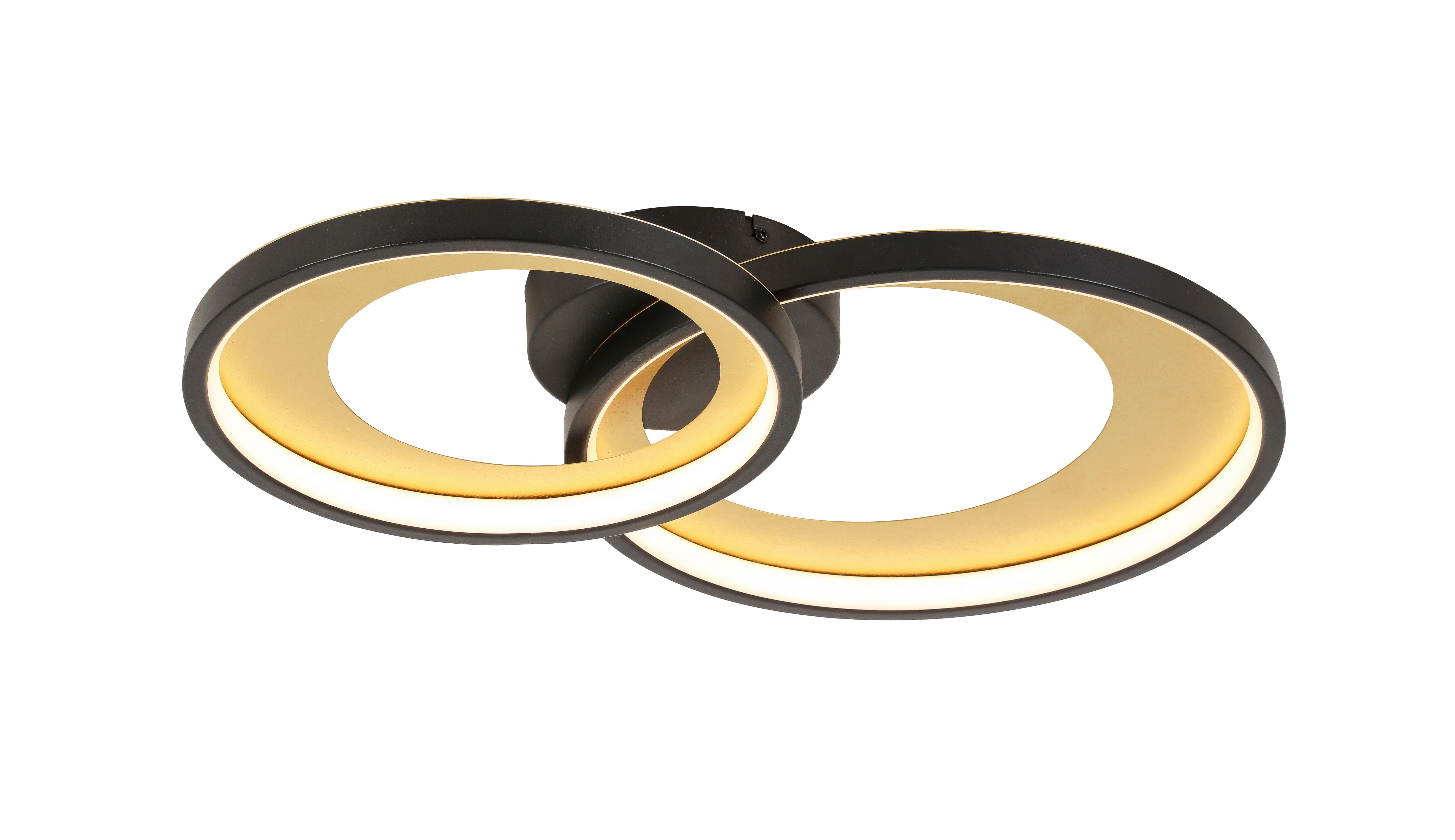 LAMPA SUFITOWA LED RING - czarny/kolor złoty, Design, tworzywo sztuczne/metal (55/35/8,5cm) - Novel