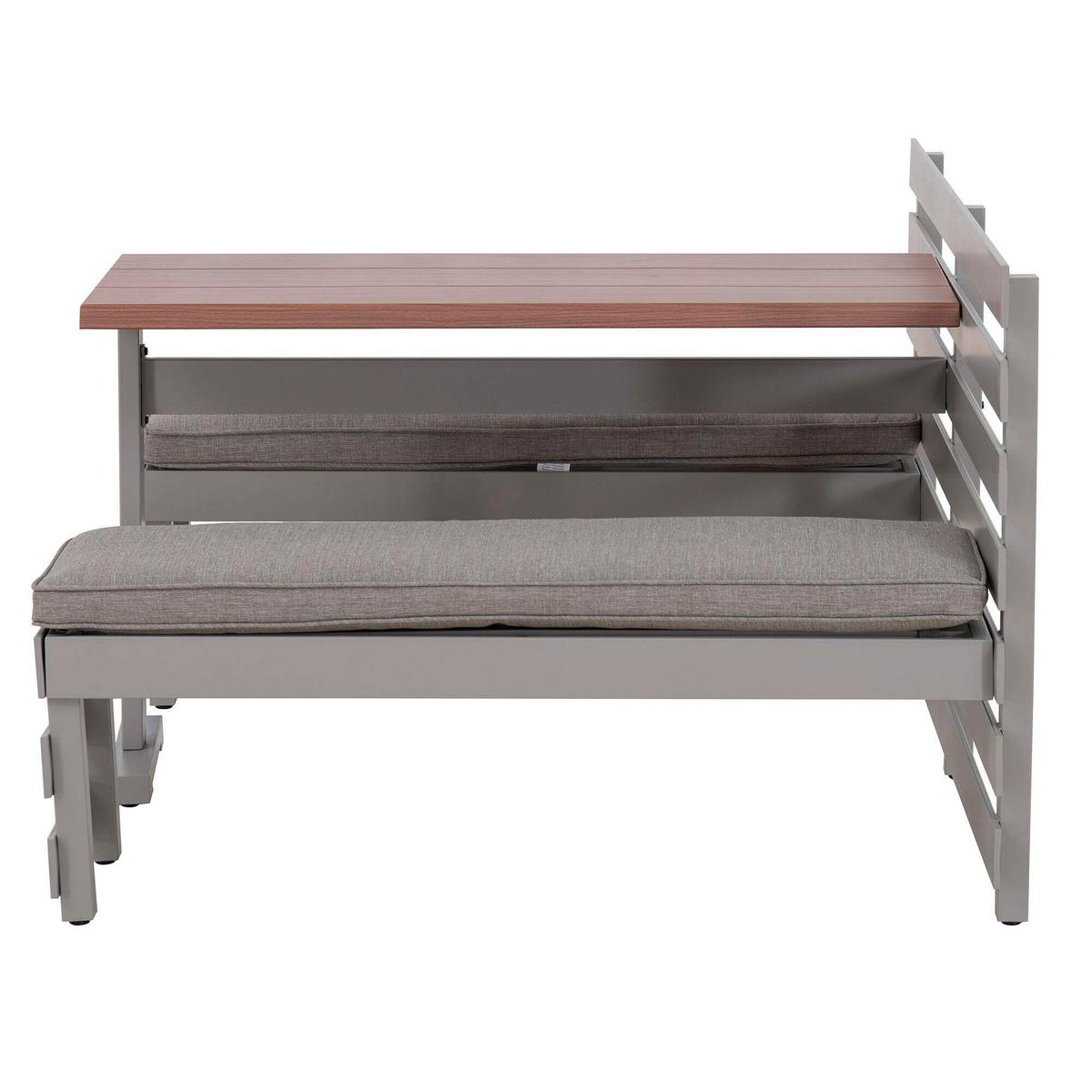Gartenset Lagos Grau/Beige, 4-teilig - Hellbraun/Beige, Basics, Textil/Metall (126/86/157cm) - Modante