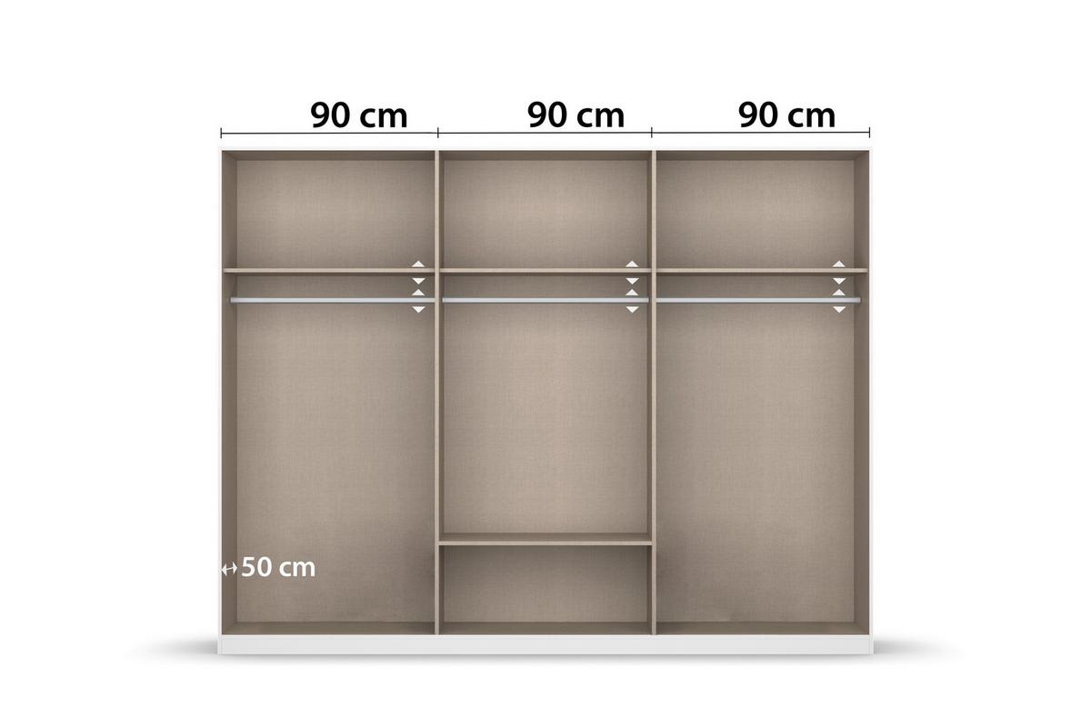 Omara Za Oblačila Bari, Bela, Barva Hrasta - siva/bela, Basics, kovina/leseni material (271/210/54cm) - Boxxx