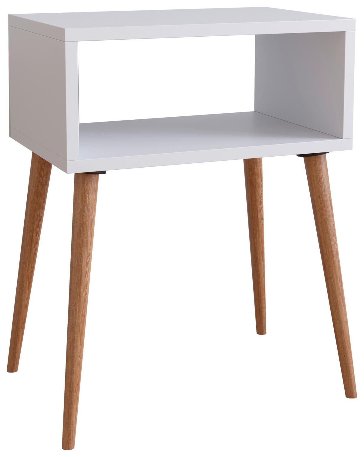 Nočna Omarica Singol M, Bela - bela/medeni hrast, Moderno, leseni material (44,5/60/30cm) - MID.YOU