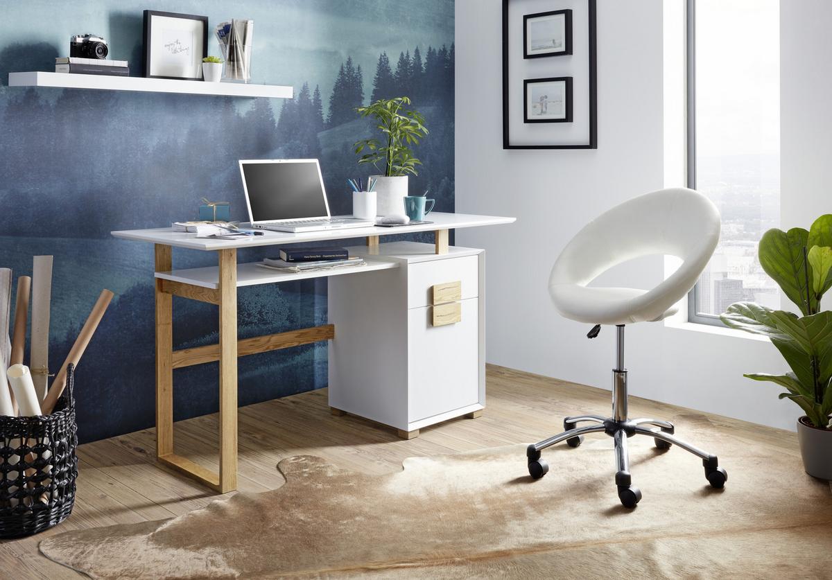 Drehstuhl in Weiss - Chromfarben/Weiss, Modern, Kunststoff/Textil (61cm) - Mömax