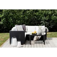 Loungegarnitur Kuba Schwarz/Weiß - Schwarz/Weiß, KONVENTIONELL, Glas/Kunststoff (59/180/64cm) - Gardenson