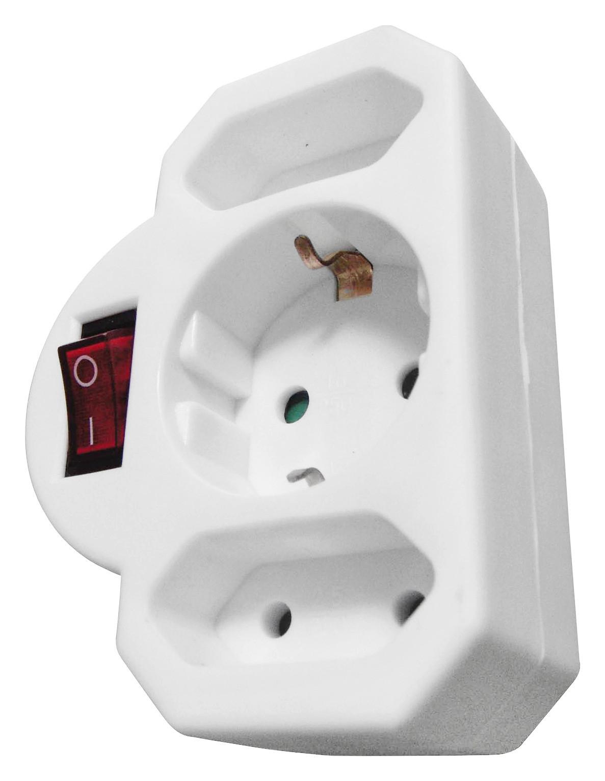 Multistecker Marian in Weiß mit 3 Steckdosen - Weiß, Kunststoff (9,4/6,4/7,2cm) - Mömax