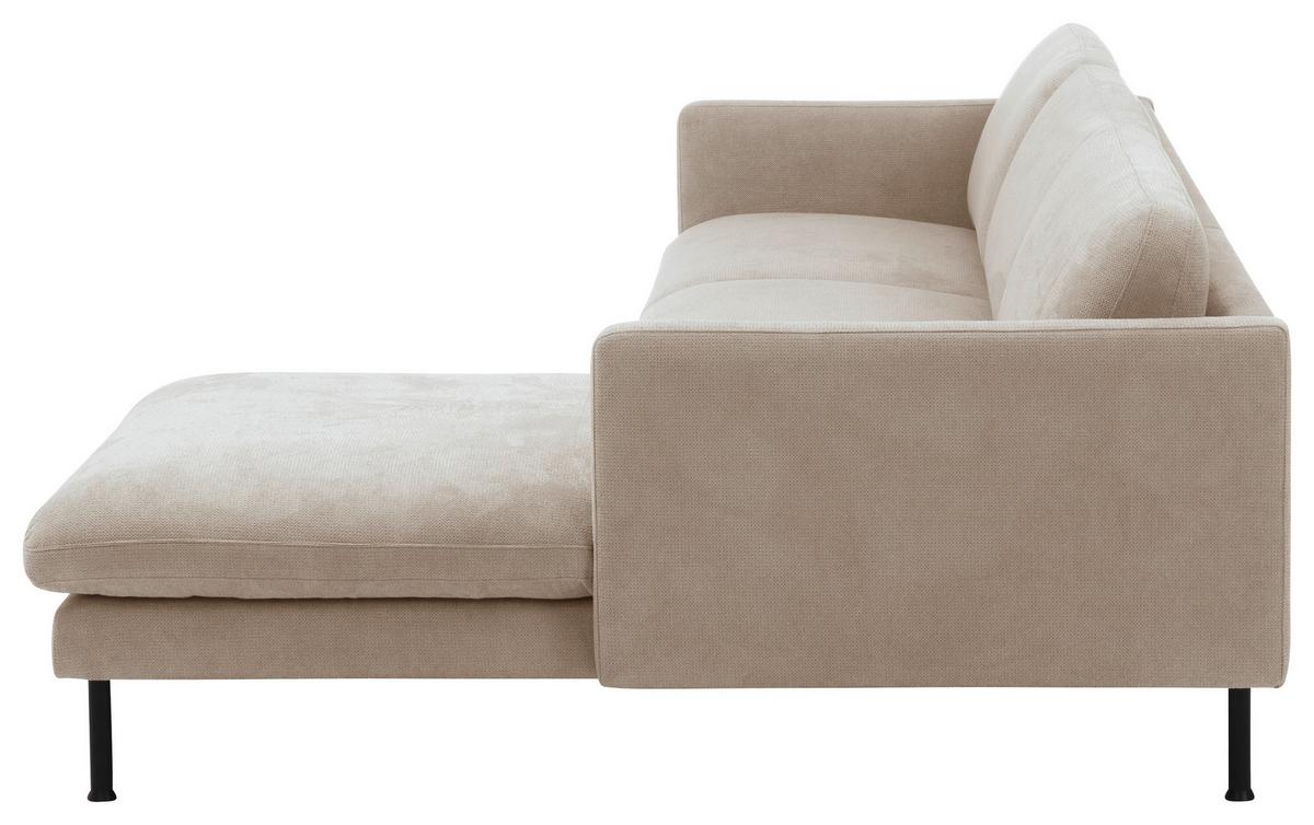 Ecksofa Nathan in Beige Flachgewebew. - Beige/Schwarz, MODERN, Textil/Metall (286/160cm) - Max Winzer