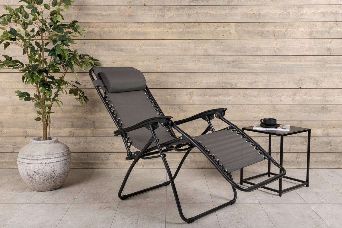 GARTEN-RELAXSESSEL MELKER - Grau, KONVENTIONELL, Kunststoff/Textil (68/112/90cm) - Gardenson