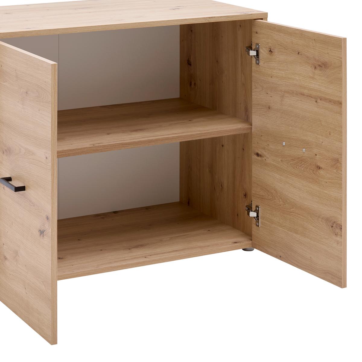 Unterbauschrank Kivo Eiche Artisan - Schwarz/Eiche Artisan, MODERN, Holzwerkstoff/Kunststoff (90/69,8/52,1cm) - Based