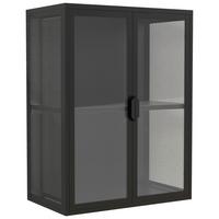 Viseča Vitrina Flokas M, Črna - črna/prosojno, Design, kovina/steklo (60/80/35cm) - MID.YOU