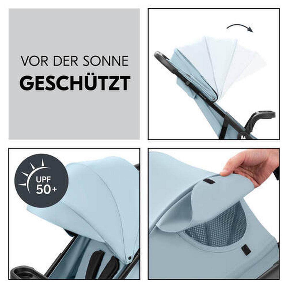 WÓZEK SPACEROWY SHOP N CARE - czarny/pastelowy błękit, Basics, tworzywo sztuczne/metal (40.5/104/51.5cm) - Hauck