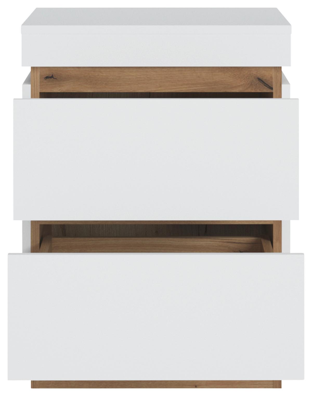 Noćni Ormarić Calabria - bijela/boje hrasta, Moderno, drvni materijal/plastika (50/68/45cm) - Modern Living