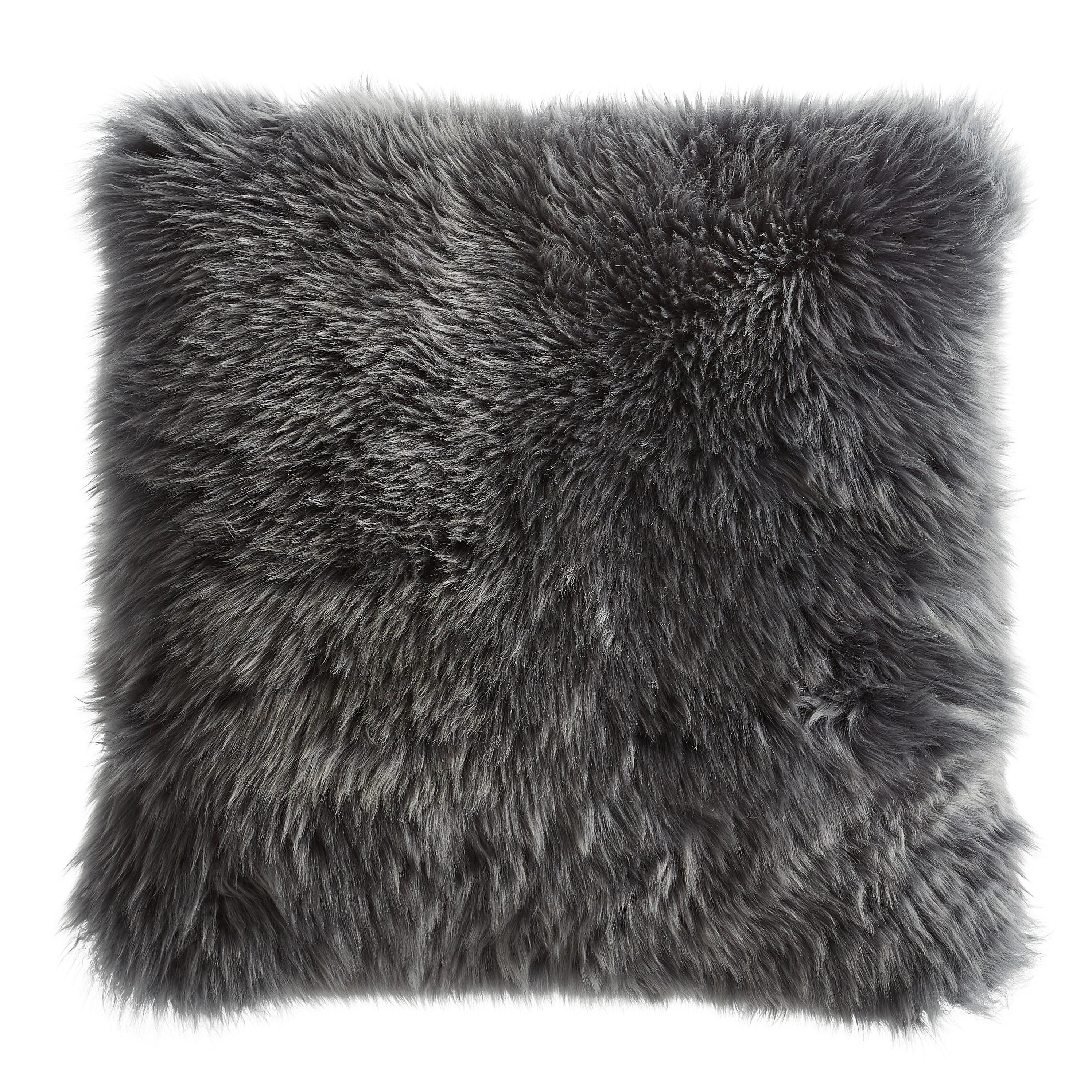 POSZEWKA NA PODUSZKĘ OTAGO - antracytowy, Basics, futro/tkanina (40/40cm) - Esposa