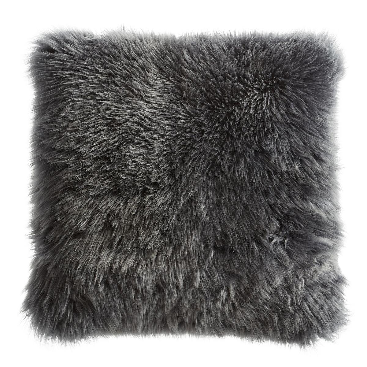 POSZEWKA NA PODUSZKĘ OTAGO - antracytowy, Basics, futro/tkanina (40/40cm) - Esposa