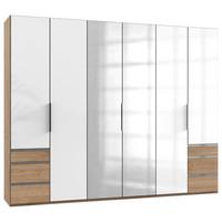 Drehtürenschrank Level 36D ca. 300 cm Weiß/Eiche Dekor - Chromfarben/Weiß Hochglanz, MODERN, Holzwerkstoff/Metall (300/236/58cm) - MID.YOU