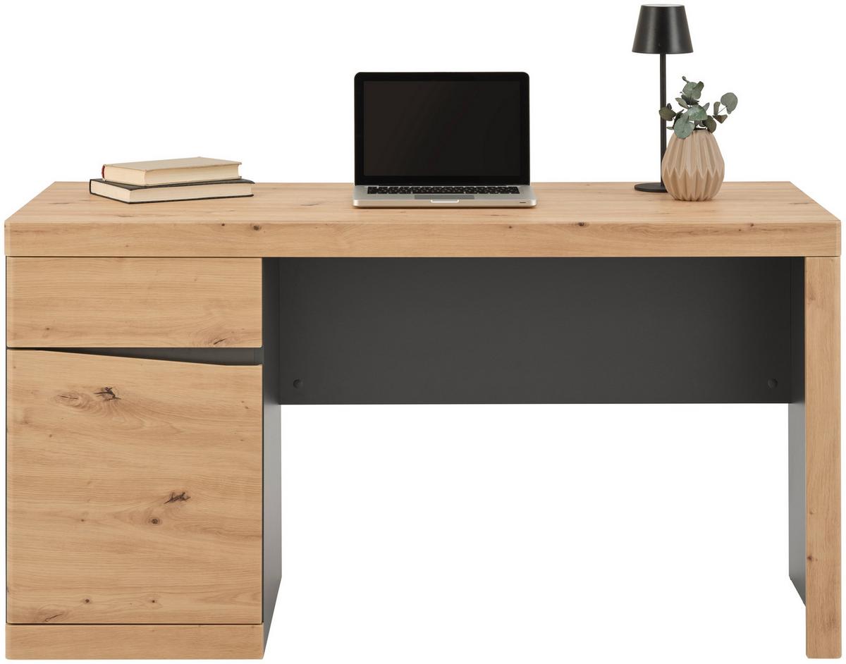 Masă de scris TURINO - stejar Artisan/antracit, Modern, material pe bază de lemn (140/76,5/59,9cm) - Modern Living
