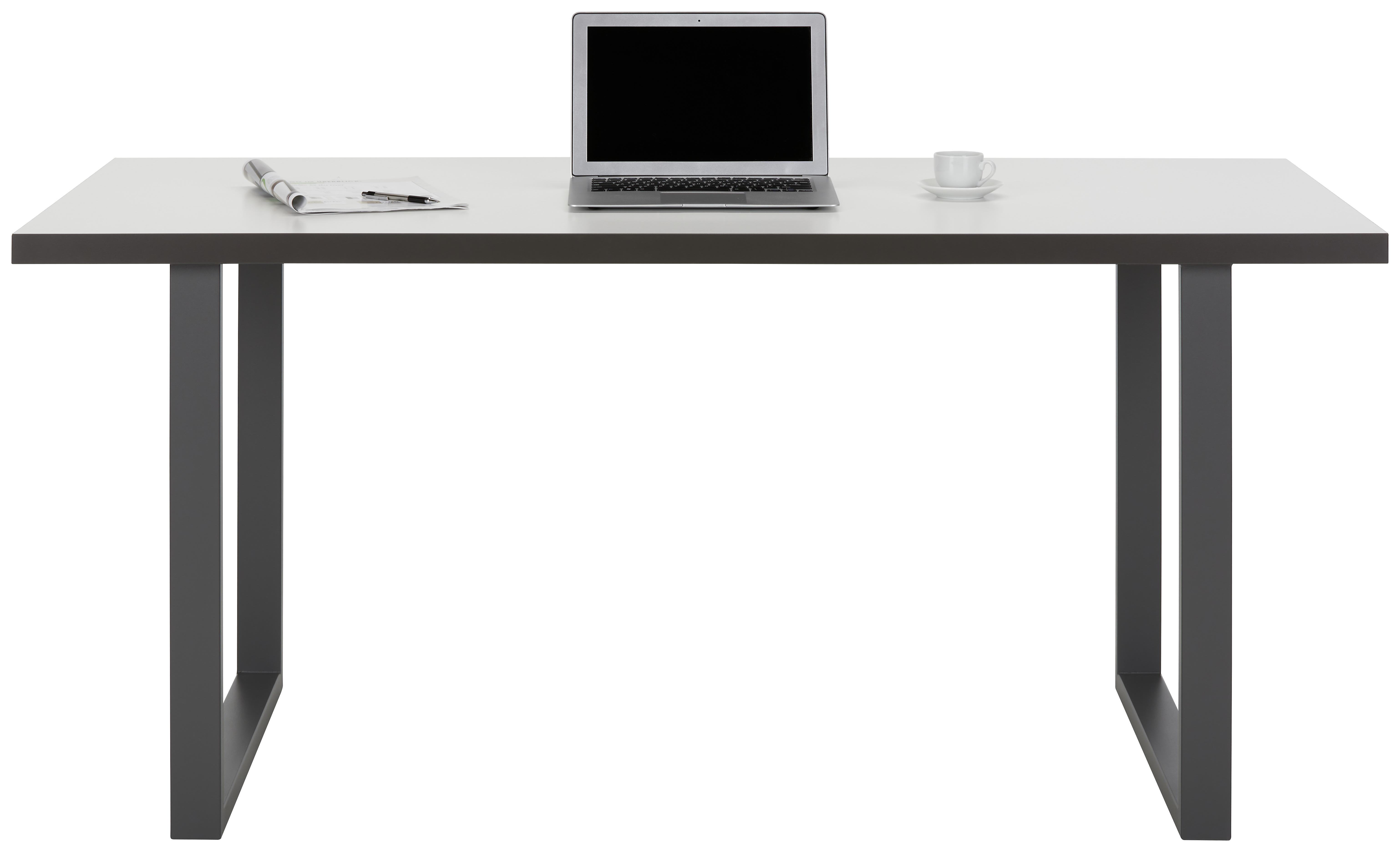 Schreibtisch in Grau/Weiß - Weiß/Grau, MODERN, Holzwerkstoff/Metall (160/74,1/75cm) - Modern Living