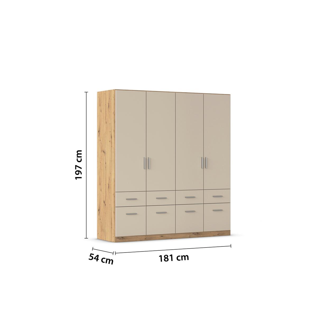 Omara Za Oblačila Celle Matt, Barva Šampanjca, Hrast - barve šampanjca/barve aluminija, Trend, umetna masa/leseni material (181/197/54cm)