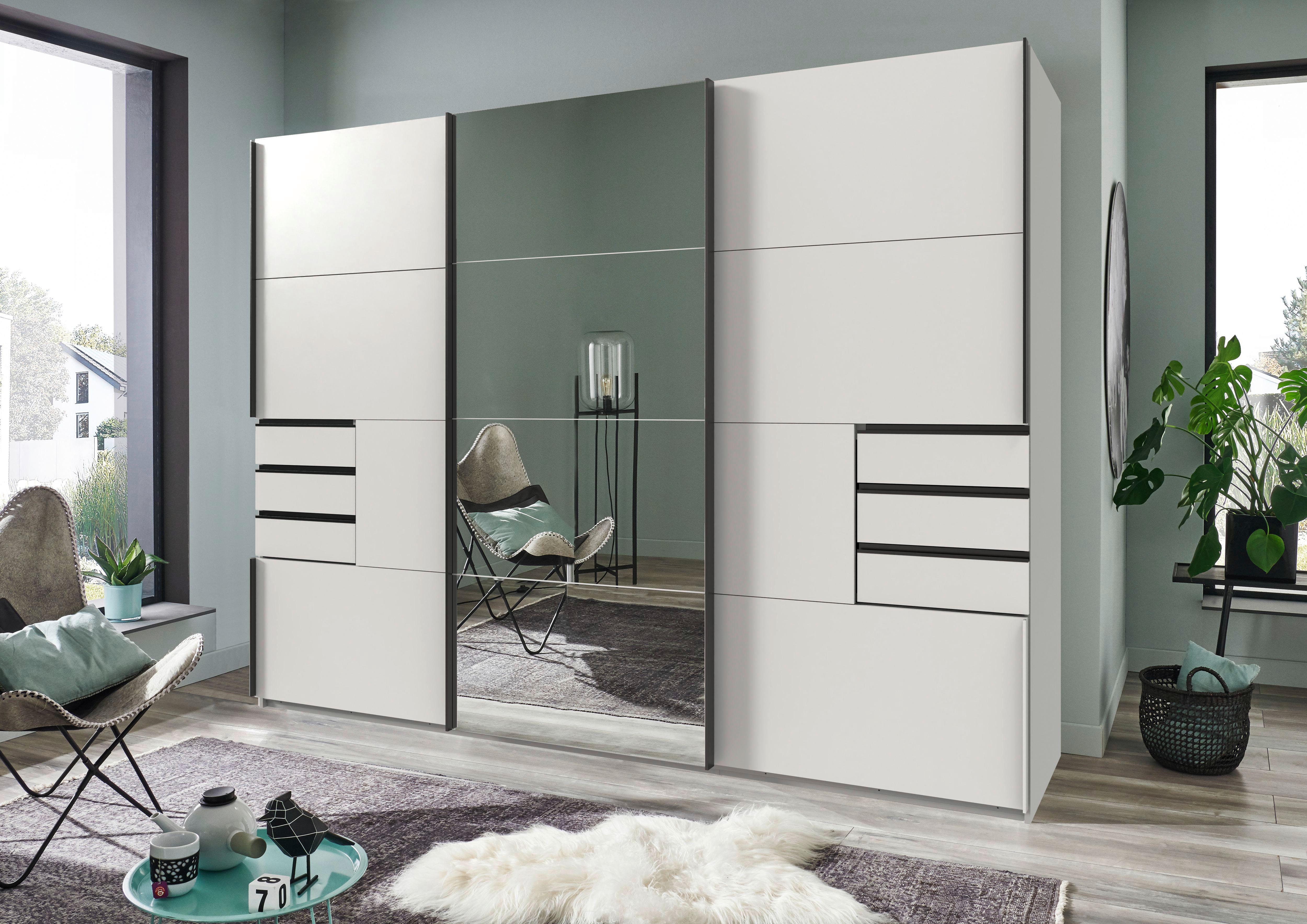 Schwebetürenschrank Saigon in Schwarz/Weiß - Schwarz/Weiß, KONVENTIONELL, Glas/Holzwerkstoff (270/208/64cm) - Premium Living