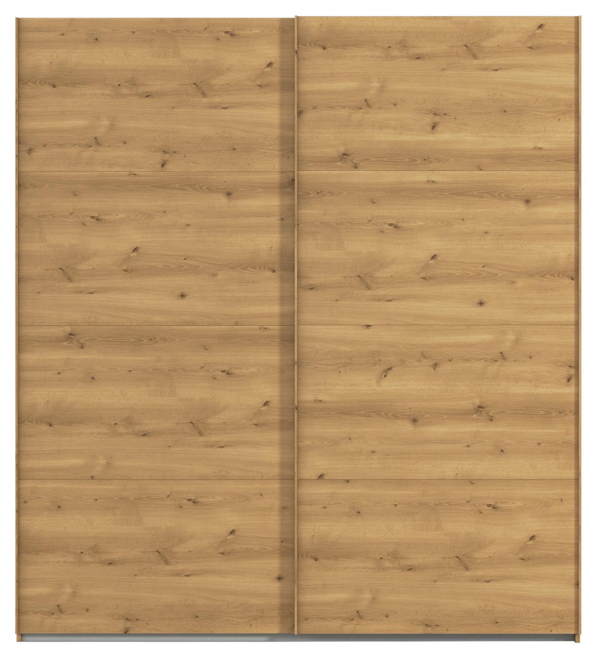 Omara Z Drsnimi Vrati Evelyn, Barva Hrasta - barve hrasta, Design, umetna masa/leseni material (201/223/68cm) - Novel