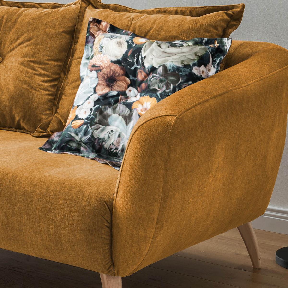 Wohnlandschaft Baggio Gelb Velours - Gelb/Buchefarben, MODERN, Holz/Textil (162/277cm) - Livetastic