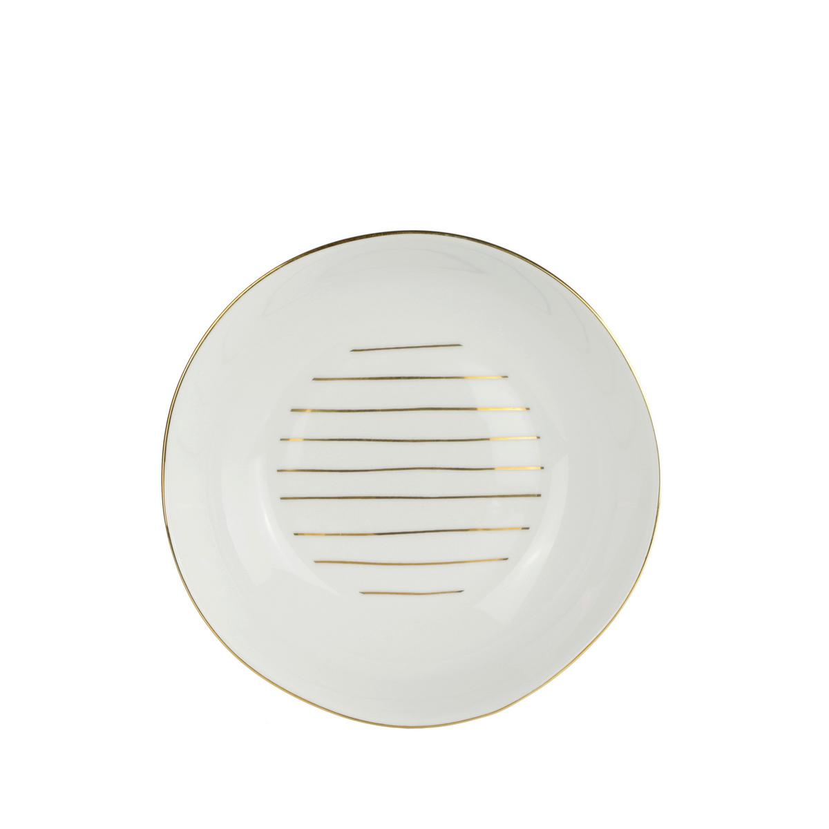 Suppenteller Onix aus Porzellan Ø 20,5cm - Goldfarben/Weiß, MODERN, Keramik (20,5cm) - Mömax