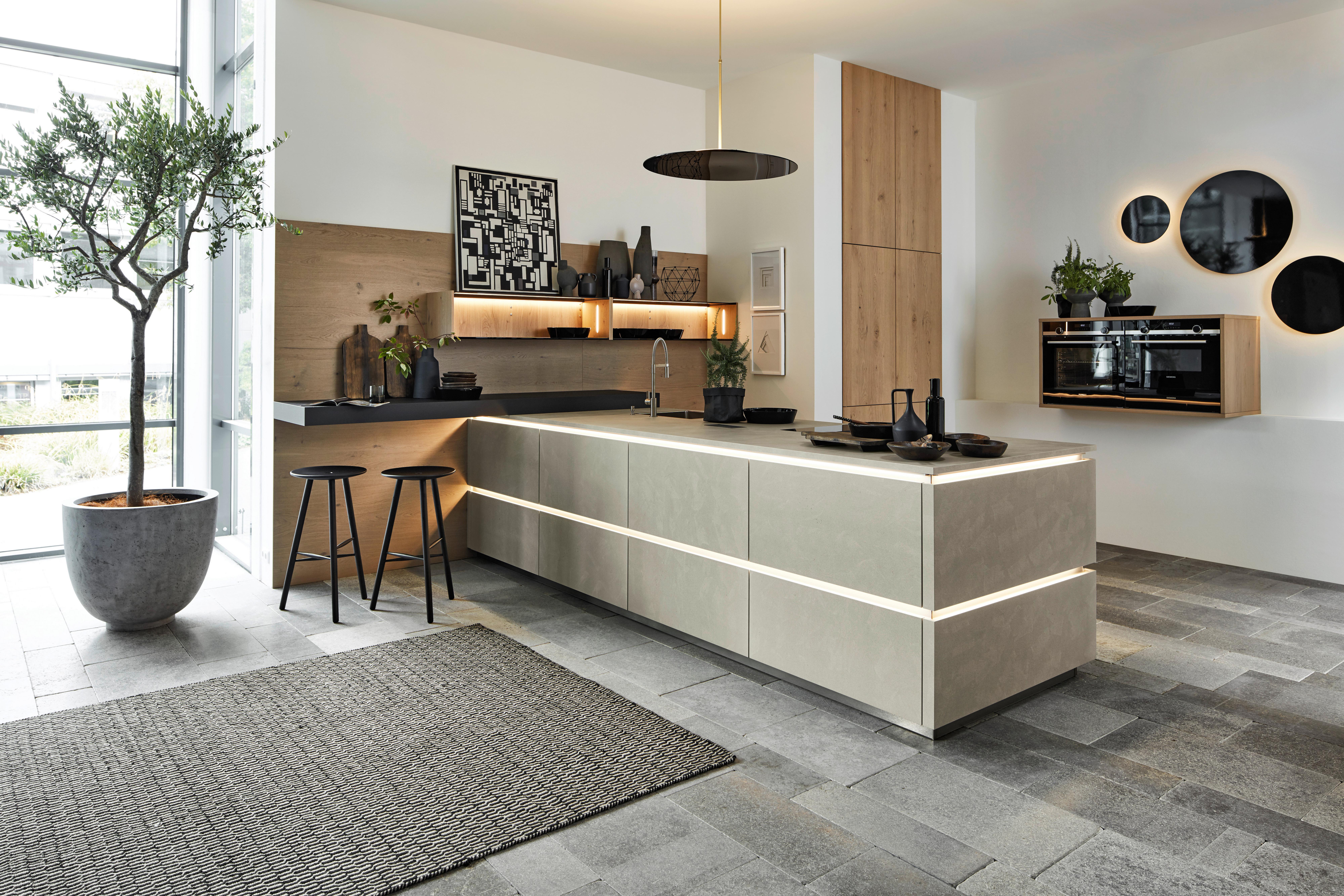 Einbauküche Portland / Tavola in Grau Eichefarben - Eichefarben/Grau, MODERN, Holzwerkstoff - Nolte Küchen