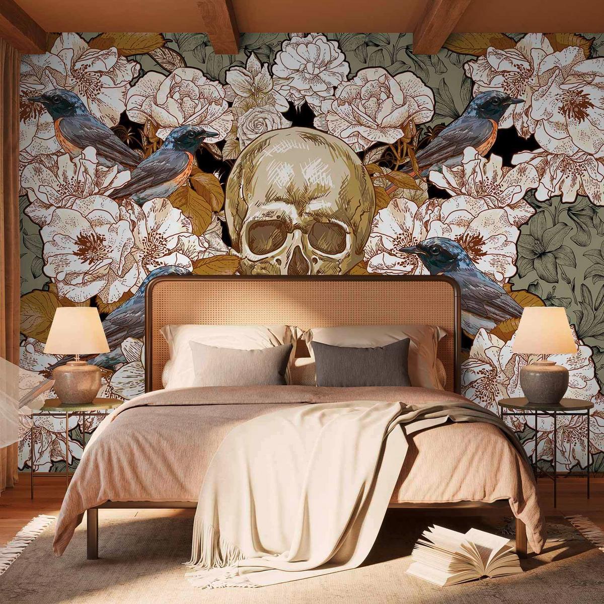 Fototapeta Among Flowers, 300x210cm - zelena/bež, Basics, tekstil (300/210cm) - artgeist