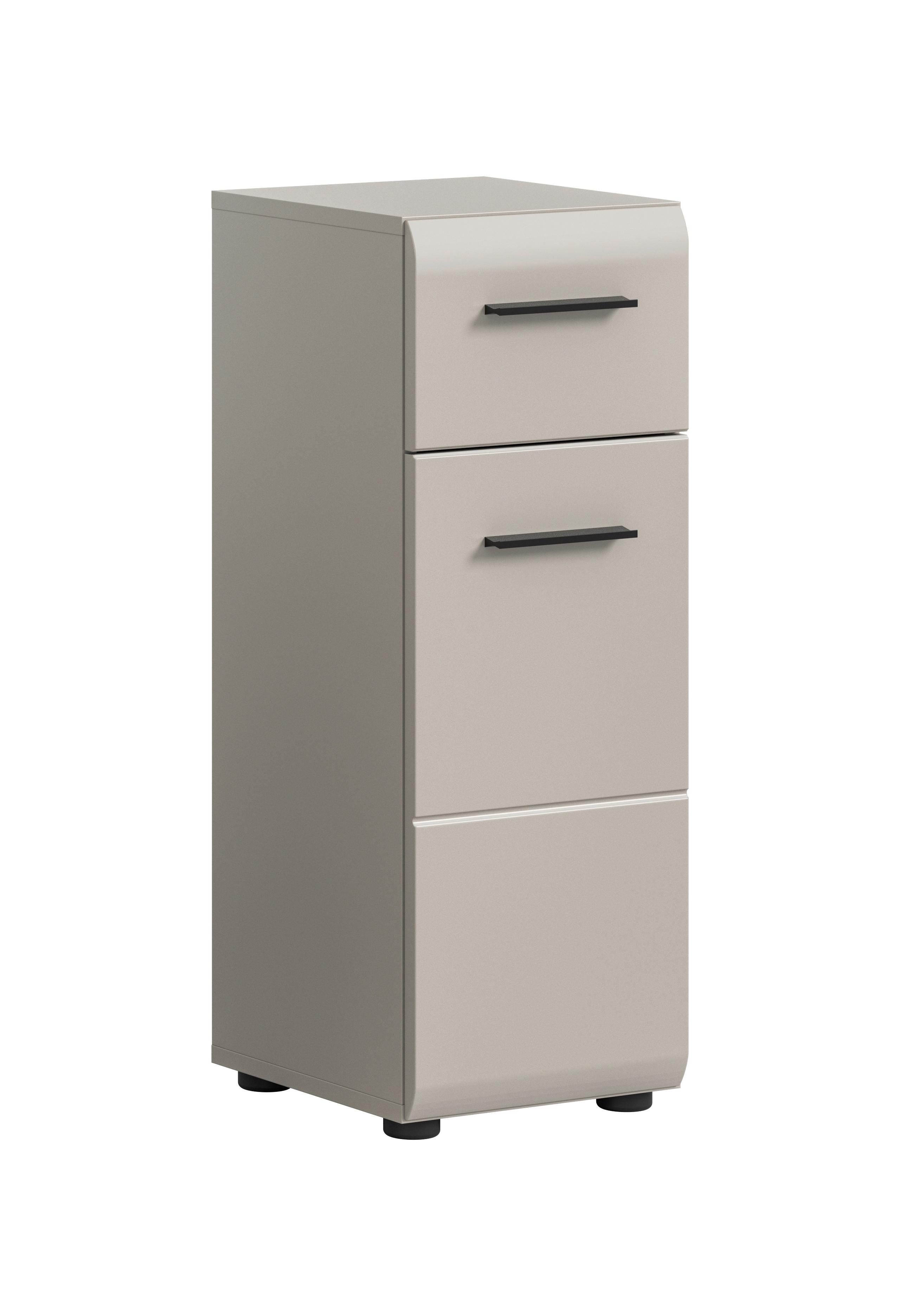 Midischrank Ice Kaschmir - Kaschmir/Schwarz, Trend, Holzwerkstoff/Kunststoff (30/80/30cm) - MID.YOU