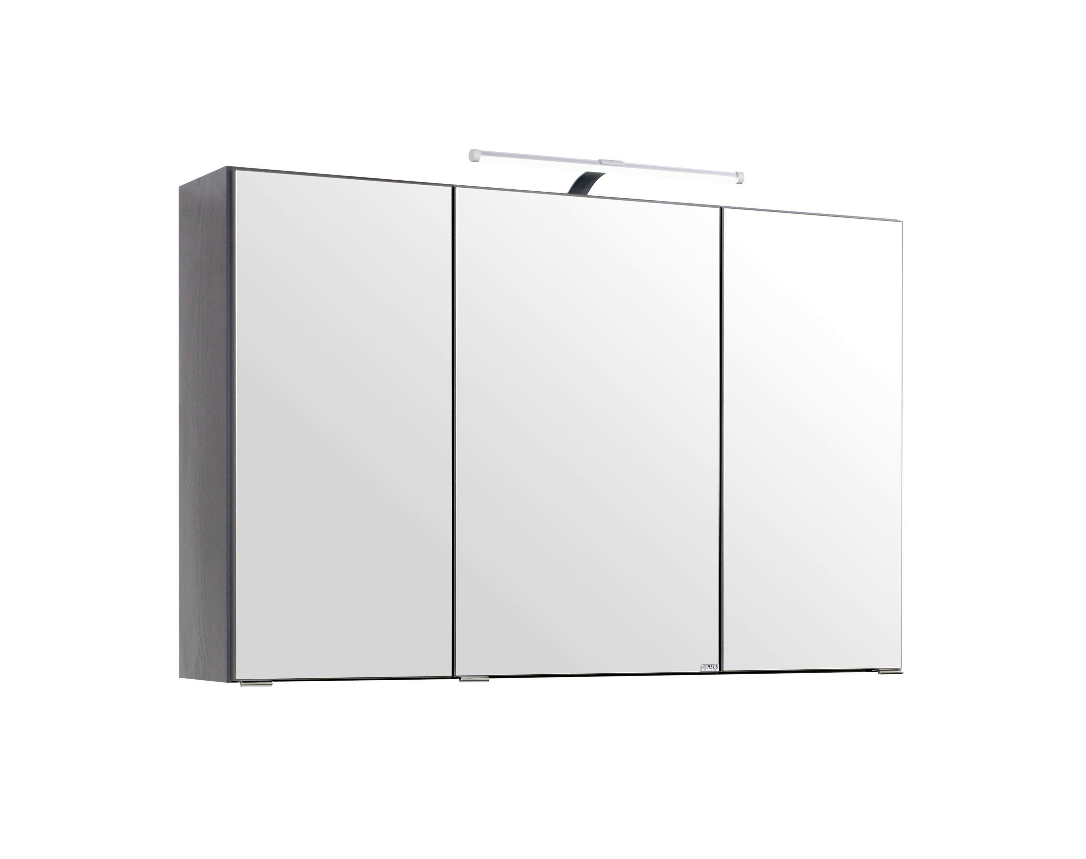 Spiegelschrank Florida in Graphitfarben mit LED - Graphitfarben, MODERN, Glas/Holzwerkstoff (100/64/20cm)