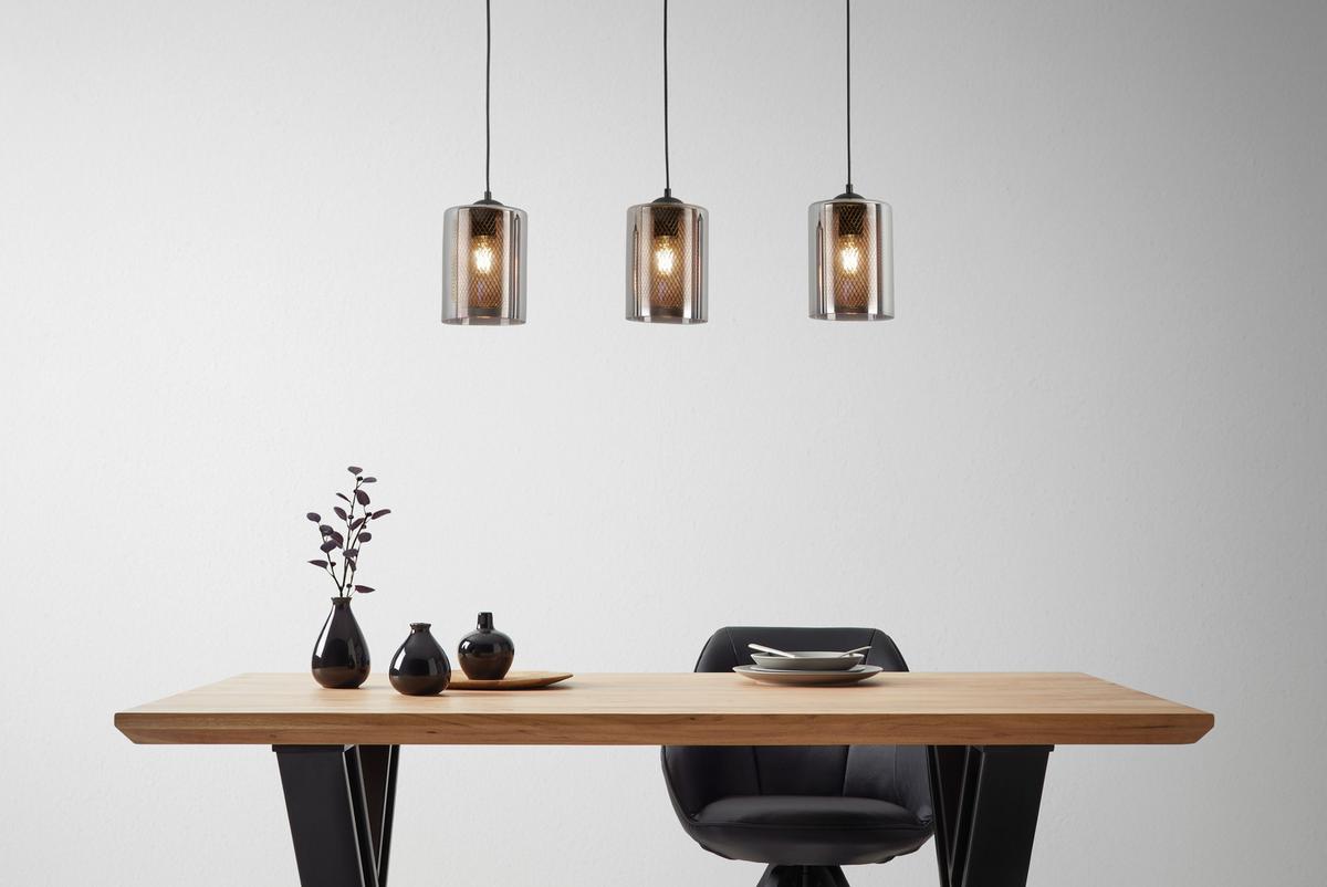 Hängeleuchte Jirmi max. 25 Watt - Goldfarben/Schwarz, MODERN, Glas/Metall (81/15,5/120cm) - Premium Living