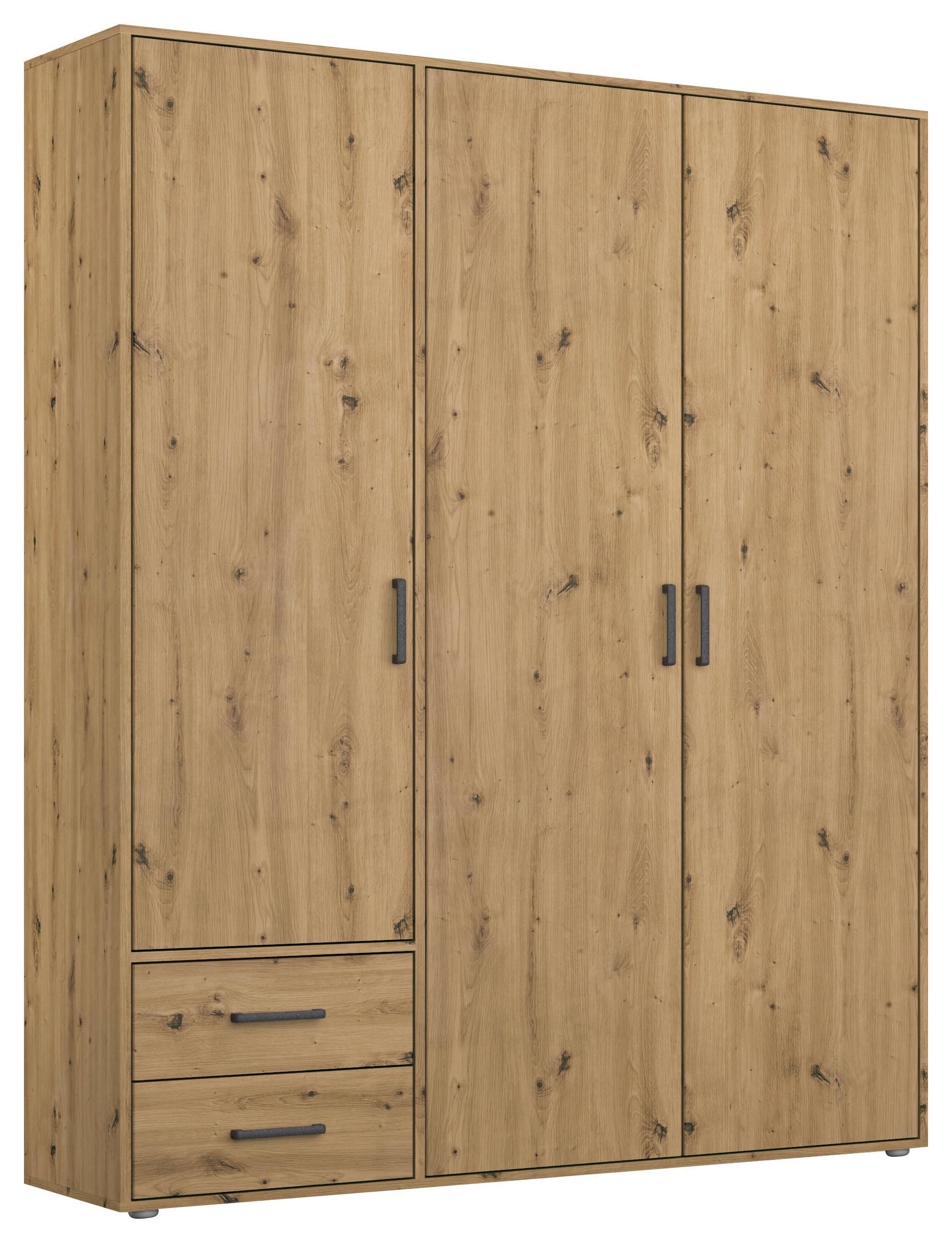 Ormar S Klasičnim Vratima Voyager - siva/hrast Artisan, Moderno, drvni materijal/plastika (140/194/53cm) - Modern Living