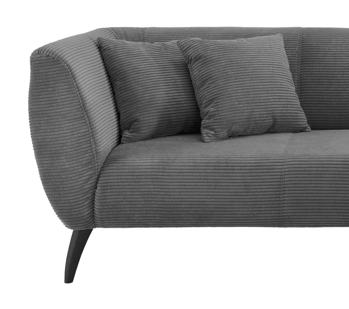 Wohnlandschaft Colori Grau Cord - Schwarz/Grau, MODERN, Holz/Textil (264/160cm) - MID.YOU