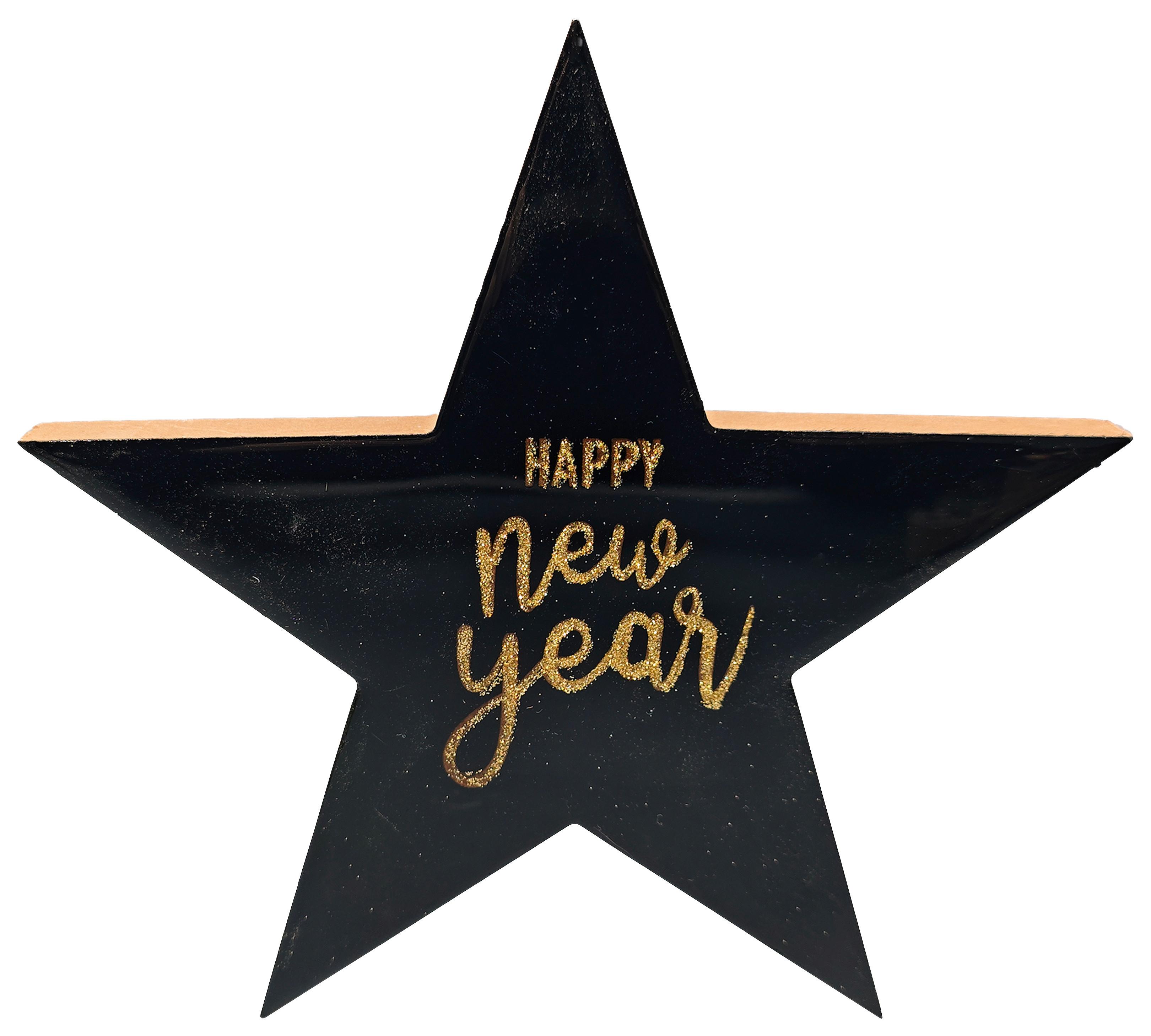 Dekostern Happy Schwarz/Goldfarben - Goldfarben/Schwarz, KONVENTIONELL, Holzwerkstoff (21/21/1,8cm) - Mömax