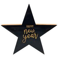 Dekostern Happy Schwarz/Goldfarben - Goldfarben/Schwarz, Konventionell, Holzwerkstoff (21/21/1,8cm) - Mömax