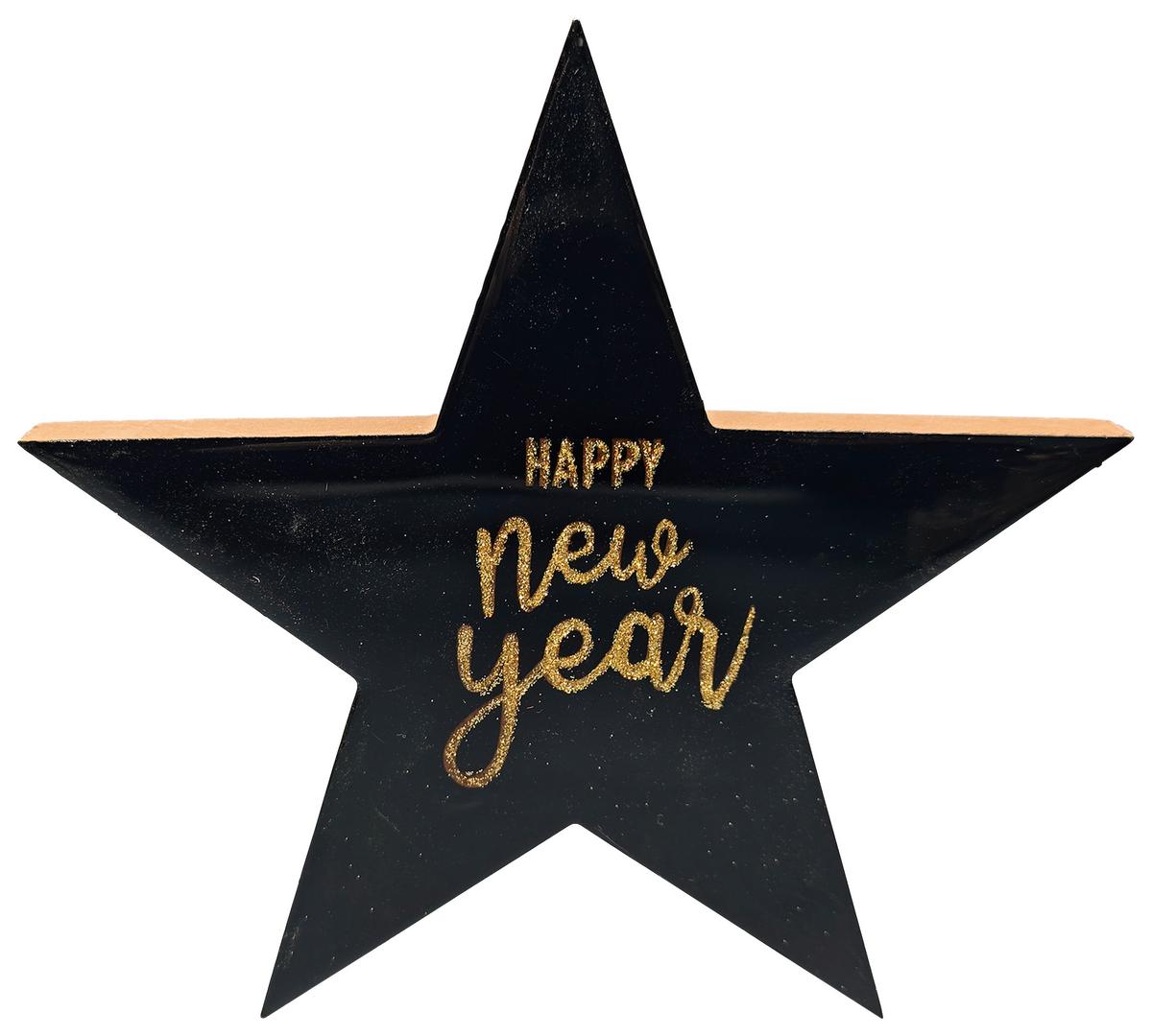 Dekostern Happy Schwarz/Goldfarben - Goldfarben/Schwarz, Konventionell, Holzwerkstoff (21/21/1,8cm) - Mömax