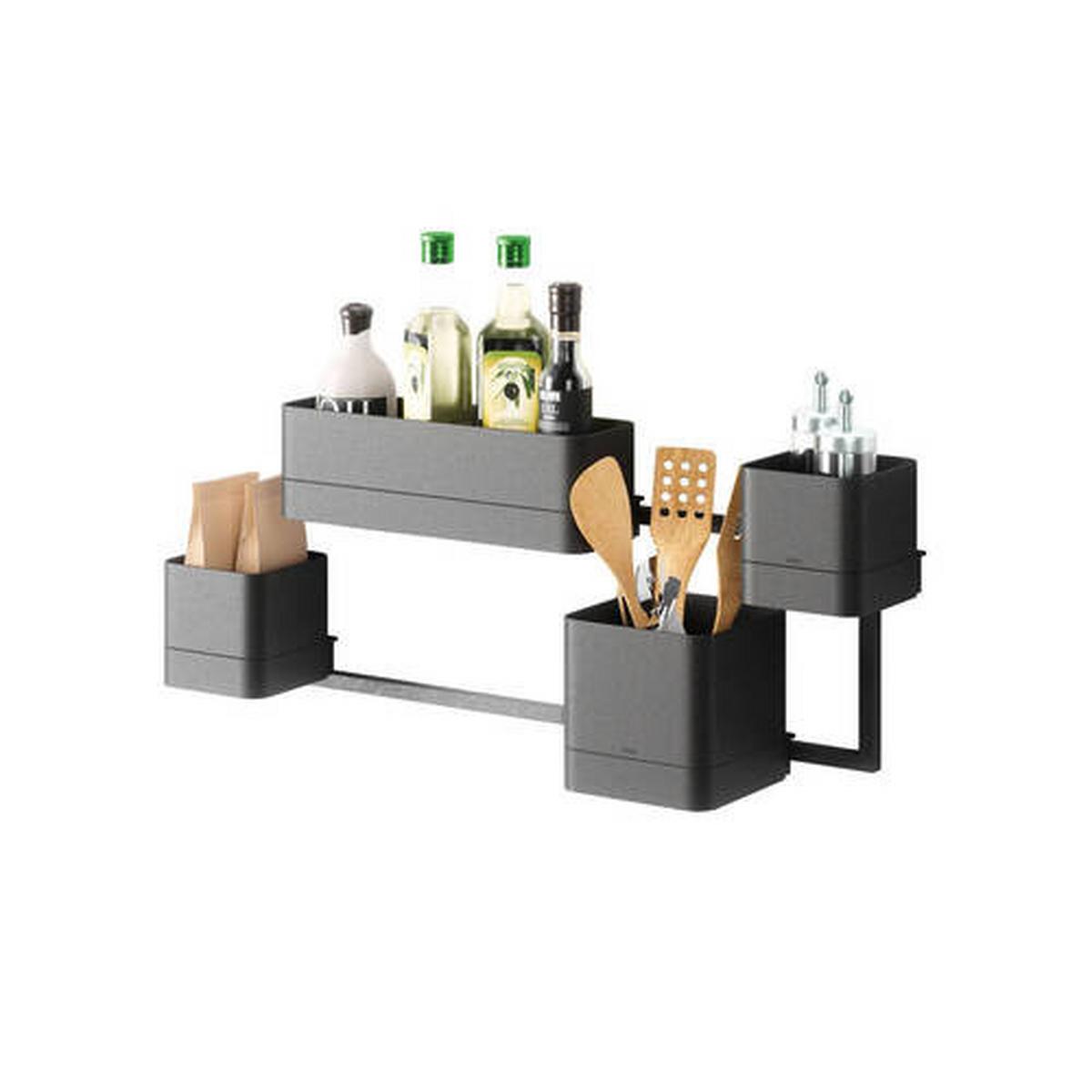 Pflanzentopf Cubiko Schwarz - Schwarz, KONVENTIONELL, Kunststoff/Textil (36/18/72cm) - Umbra