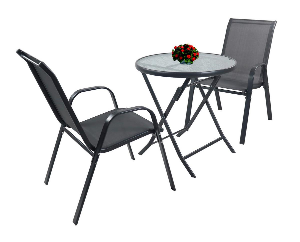 GARTENSET SONLAS XL 920932 3-TLG - Anthrazit, Modern, Glas/Metall - MID.YOU