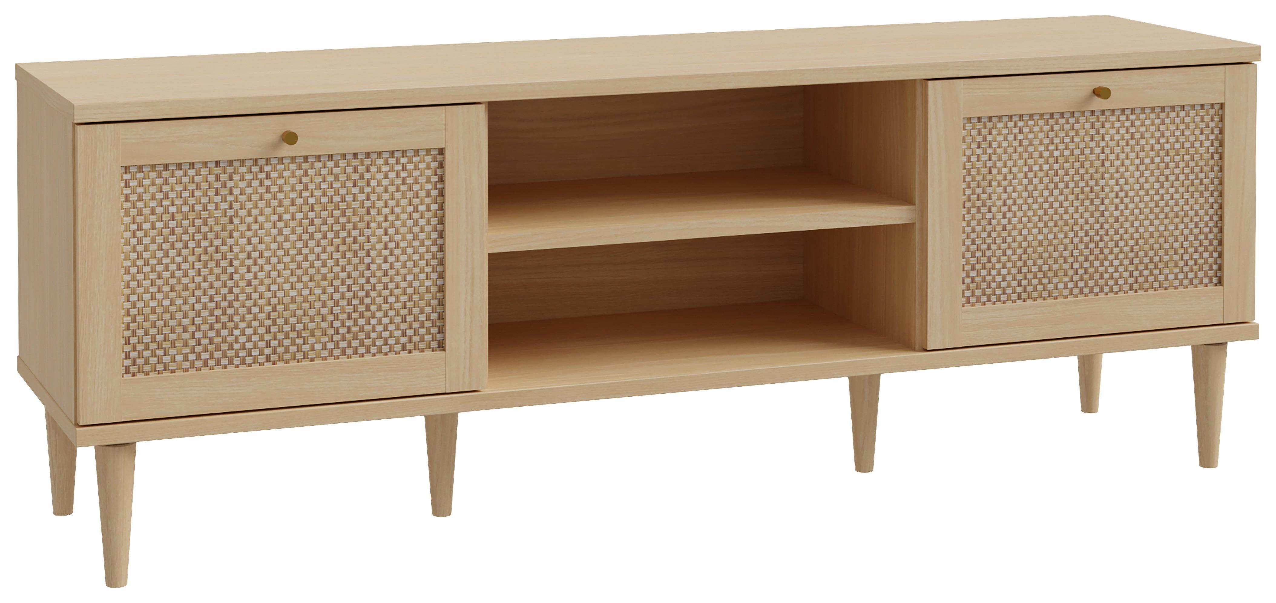 Tv Komoda Calasetta - boje hrasta/zlatne boje, Natur, drvni materijal/metal (159,8/57,8/41,4cm) - Premium Living