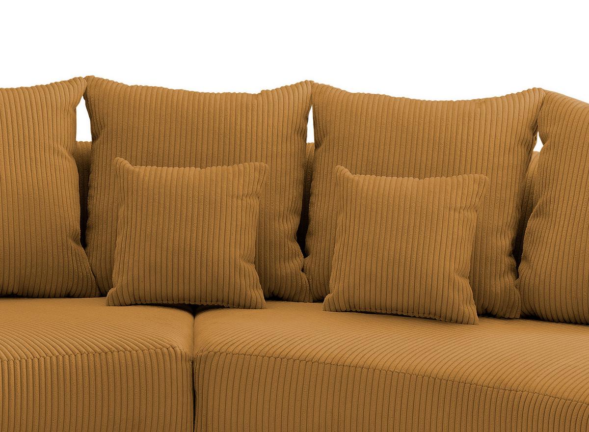 Wohnlandschaft Limoncello goldfarben Cord - Goldfarben/Schwarz, Design, Kunststoff/Textil (300/160cm) - Livetastic