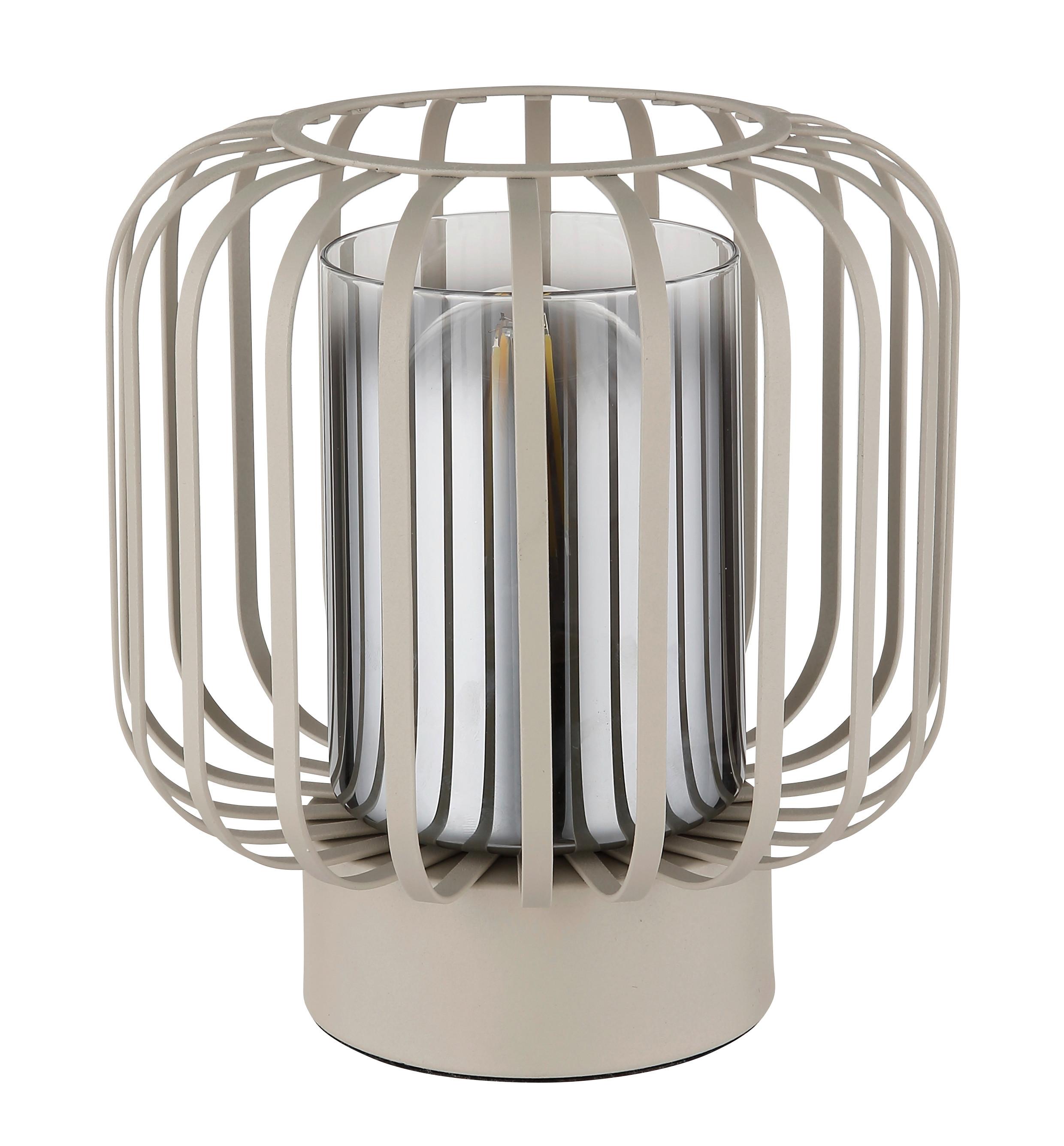 Stolna Svjetiljka Alfred - siva/boje pijeska, Design, staklo/metal (18/19cm) - Globo