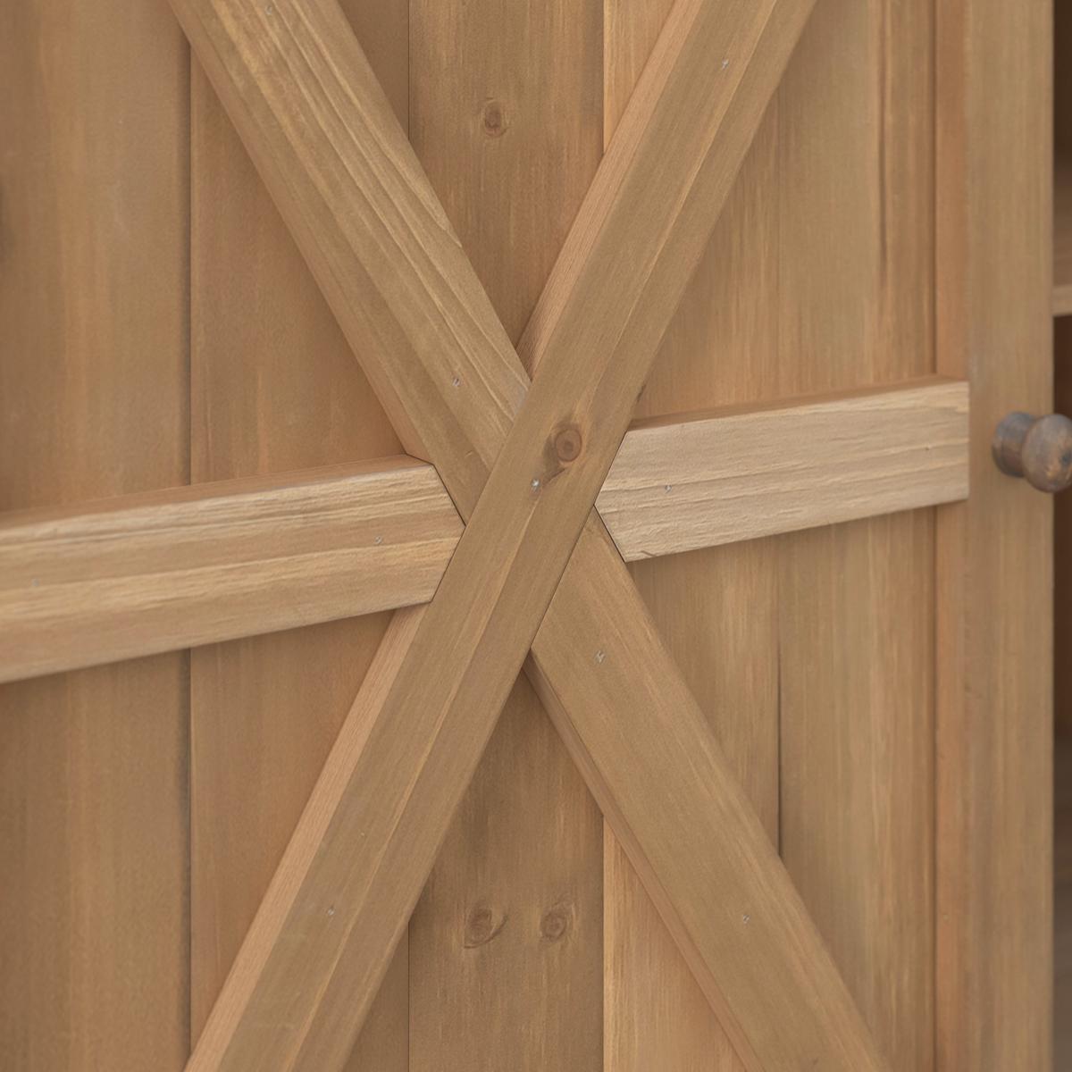 Gartenschrank Ali Tannenfarben aus Echtholz - Tannenholzfarben, MODERN, Holz/Metall (143/92/47cm) - Bessagi Garden