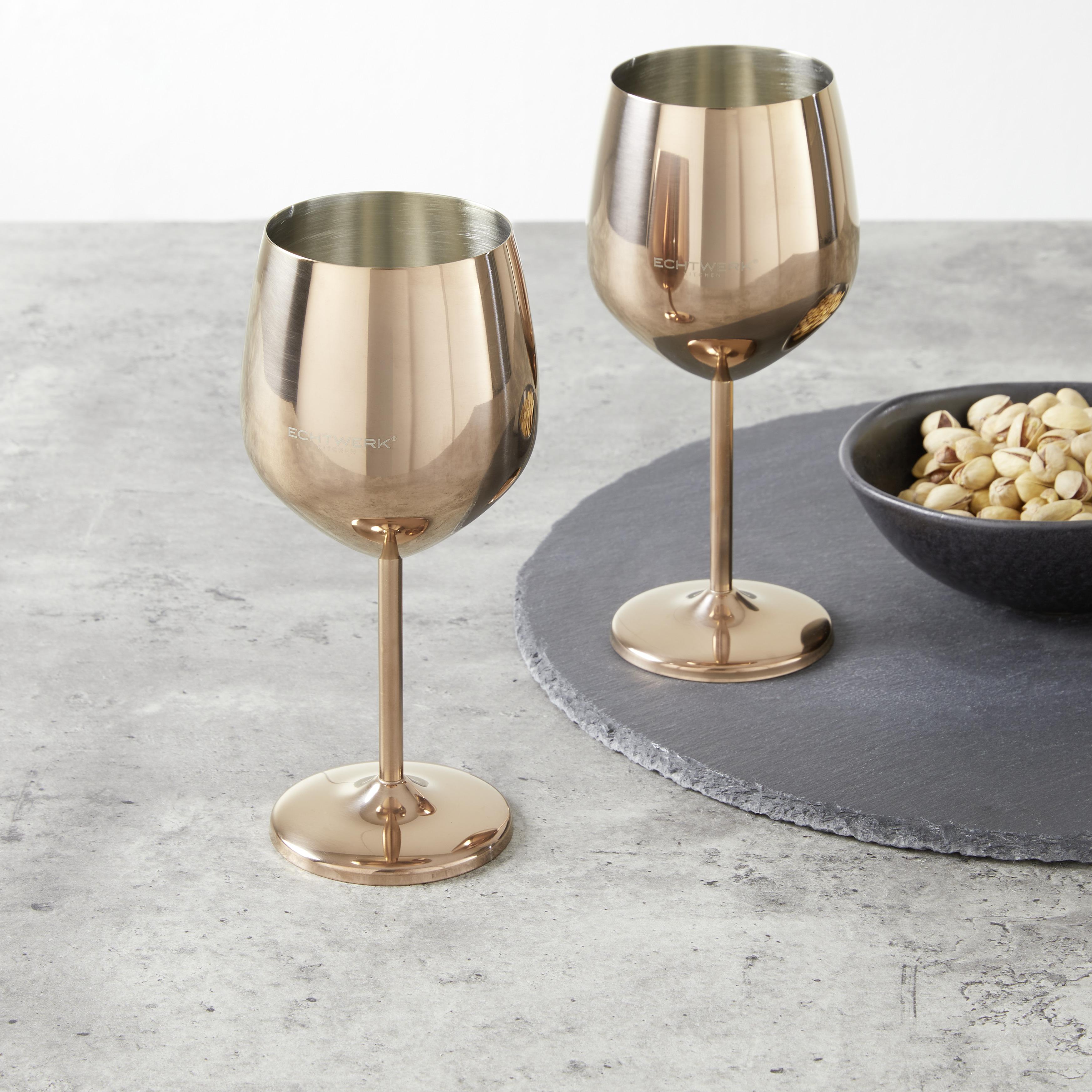Gläserset Guilia ca. 500ml, 2-teilig - Kupferfarben, MODERN, Metall - Echtwerk