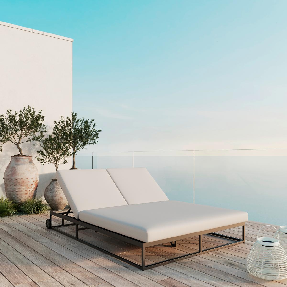 Kerti Napozóágy Berry - világosszürke, Modern, műanyag/textil (200/24/160cm) - Bessagi Garden